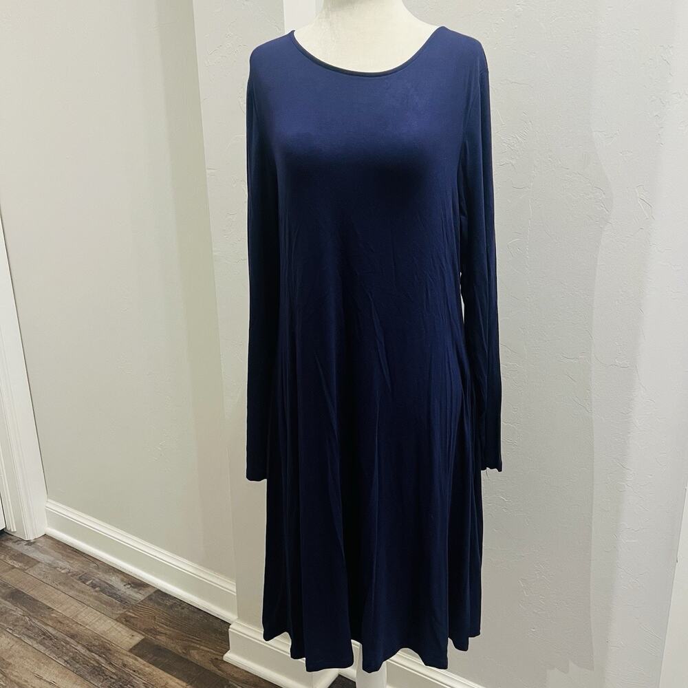 Annabelle Women’s Dress NWT Navy Blue Long Sleeve Jersey Large (A0128)
